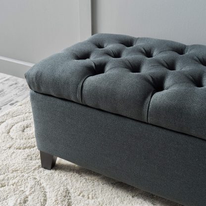 Dark Grey Buttoned Ottoman cushion detail