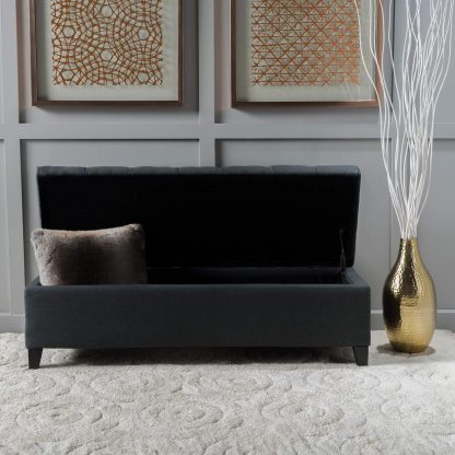 Dark Grey Buttoned Ottoman lifestyle open