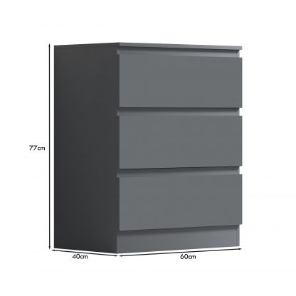 Carlton 3 drawer chest dark grey dimensions