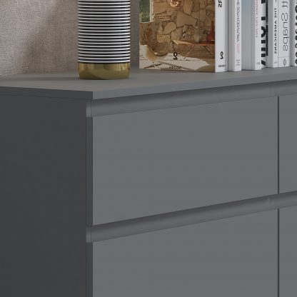 Carlton 6 drawer chest dark grey detail