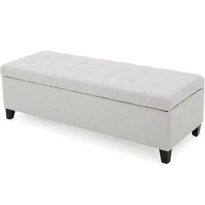 Light Grey Buttoned Ottoman co ang