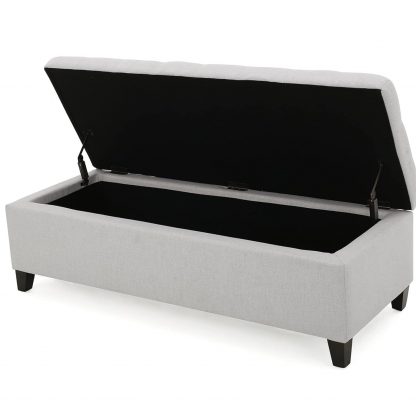 Light Grey Buttoned Ottoman co open