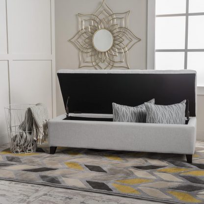 Light Grey Buttoned Ottoman lifestyle b