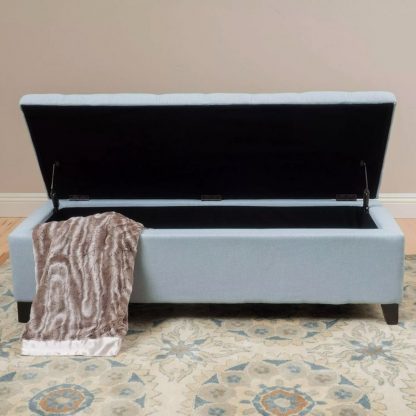 Light Blue Buttoned ottoman lifestyle