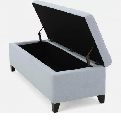 Light Blue Buttoned ottoman co open