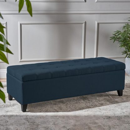 Dark Blue buttoned ottoman lifestyle a