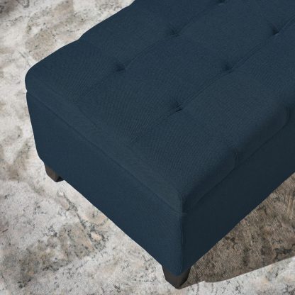 Dark Blue buttoned ottoman top view