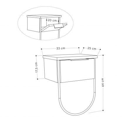 Decortie Norfolk Modern Bedside Table White 33cm Wide - Image 2