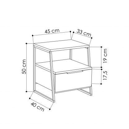 Decortie Pal Modern Bedside Table With Drawer White 45cm Wide - Image 3