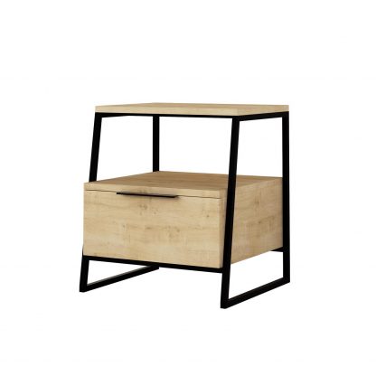 Decortie Pal Modern Bedside Table With Drawer Oak 45cm Wide - Image 2