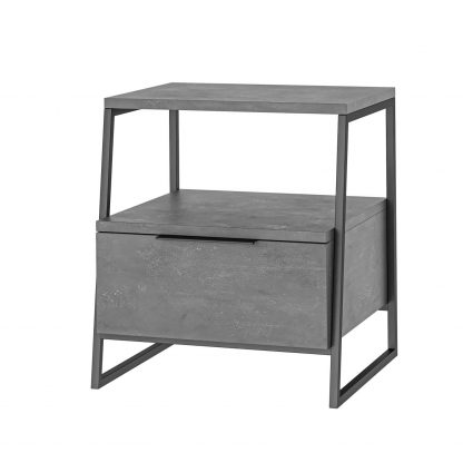 Decortie Pal Modern Bedside Table With Drawer Retro Grey 45cm Wide - Image 4