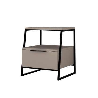 Decortie Pal Modern Bedside Table With Drawer Mocha Grey 45cm Wide - Image 4