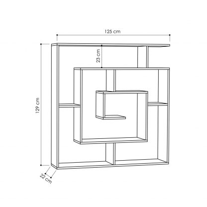 Decortie Labirent Modern Bookcase Display Unit Mocha Grey 129cm High - Image 2