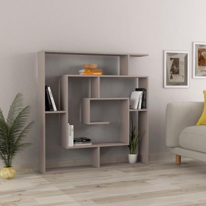 Decortie Labirent Modern Bookcase Display Unit Mocha Grey 129cm High