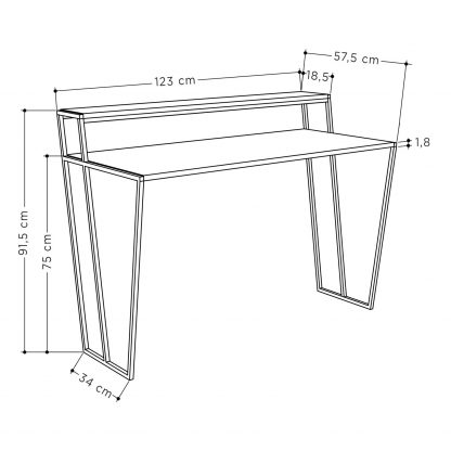 Decortie Pal Modern Study Desk Anthracite Grey With Monitor Stand 124cm Wide - Image 3