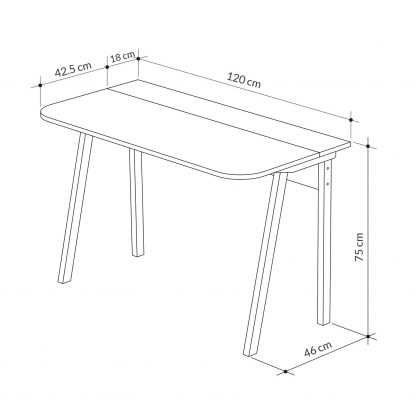 Decortie Luton Modern Desk White Mocha Grey 120cm Wide - Image 5