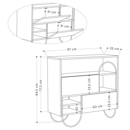 Decortie Norfolk Shoe Cabinet Retro Grey - Image 2