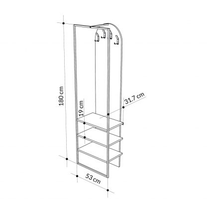 Decortie Modern Archy Hall Stand Coat Rack with Shoe Storage 180cm High Sandstone - Image 3