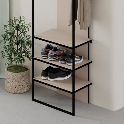 Decortie Modern Archy Hall Stand Coat Rack with Shoe Storage 180cm High Sandstone - Image 5