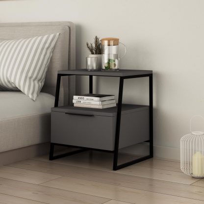 Decortie Pal Modern Nightstand Anthracite Grey