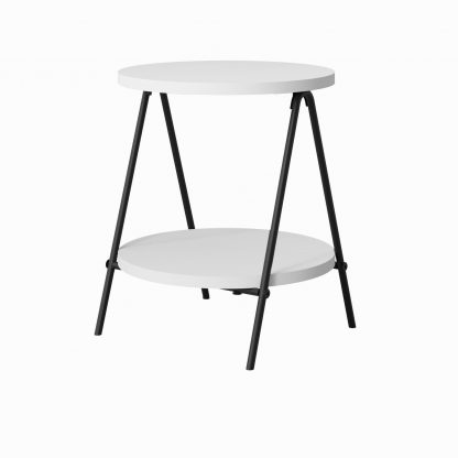 Decortie Modern Essel Industrial Style Round Side Table White with Black Metal Legs - Image 4