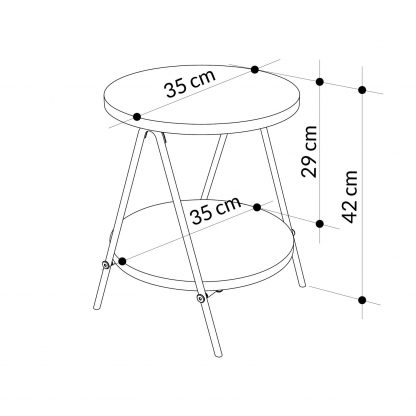 Decortie Modern Essel Industrial Style Round Side Table White with Black Metal Legs - Image 2