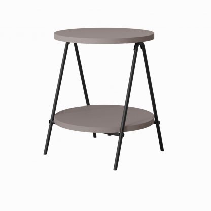 Decortie Modern Essel Industrial Style Round Side Table Mocha Grey with Black Metal Leg - Image 3