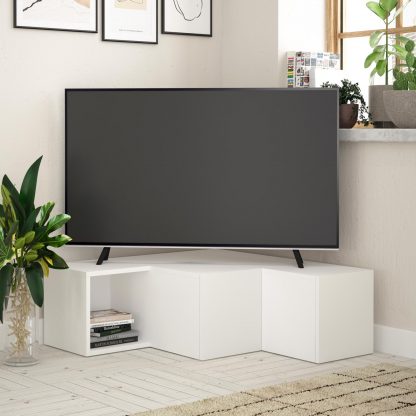 Decortie Compact Modern TV Unit Multimedia Centre White with Storage