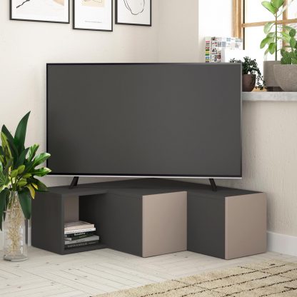 Decortie Compact Modern TV Unit Multimedia Centre Grey with Storage