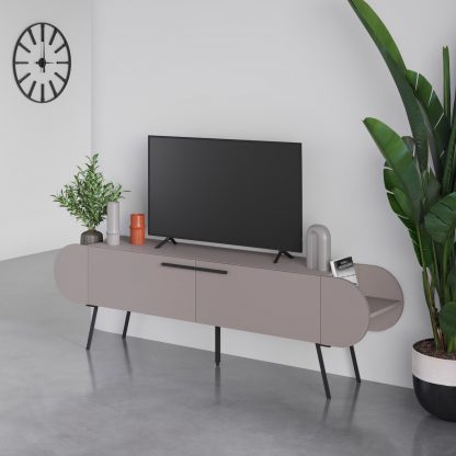 Decortie Capsule Modern TV Unit Multimedia Centre Mocha Grey with Storage - Image 3