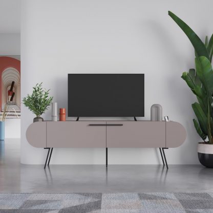 Decortie Capsule Modern TV Unit Multimedia Centre Mocha Grey with Storage