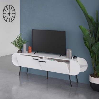 Decortie Capsule Modern TV Unit Multimedia Centre White with Storage - Image 4