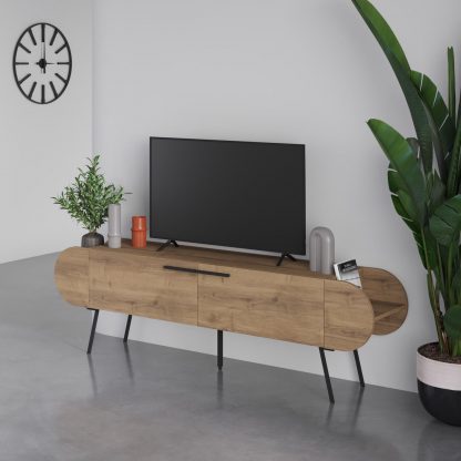 Decortie Capsule Modern TV Unit Multimedia Centre Dark Oak Effect with Storage - Image 4