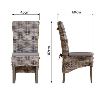 Maya Rattan Pair of Dining Chairs - Brown Legs - Image 4