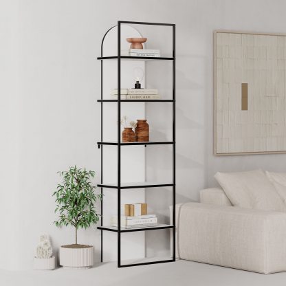 Archy Modern Bookcase 5-Tier Wall Mounted Shelf White 180 cm - Image 8