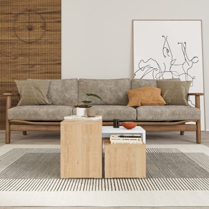 Kanta Modern Coffee Table White/Oak - Image 4