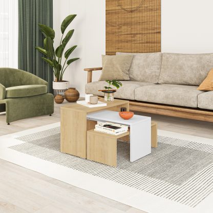 Kanta Modern Coffee Table White/Oak - Image 7