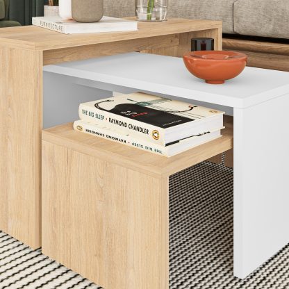 Kanta Modern Coffee Table White/Oak - Image 5