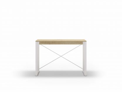 Modern Archie Console Table Sapphire Oak 110cm with White Metal Legs