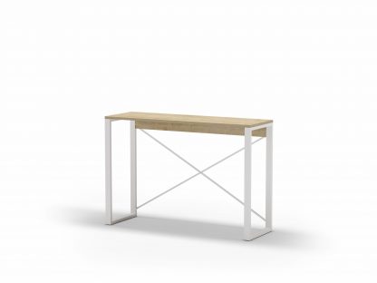 Modern Archie Console Table Sapphire Oak 110cm with White Metal Legs - Image 3