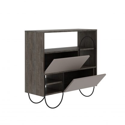 Norfolk Shoe Cabinet Dark Coffee Mocha Grey - Image 5