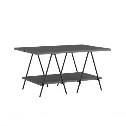 Essel Centre Coffee Table Anthracite Grey Metal Trestle Legs 80cm - Image 3