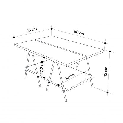 Essel Centre Coffee Table Mocha Grey Metal Trestle Legs 80cm - Image 2