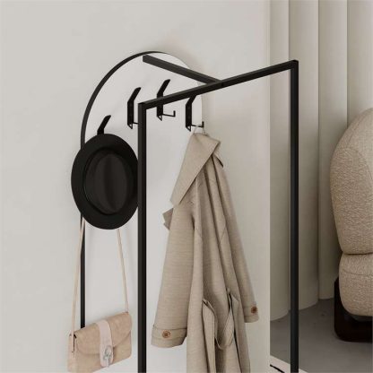 Decortie Modern Archy Hall Stand Coat Rack with Shoe Storage 180cm High White - Image 7