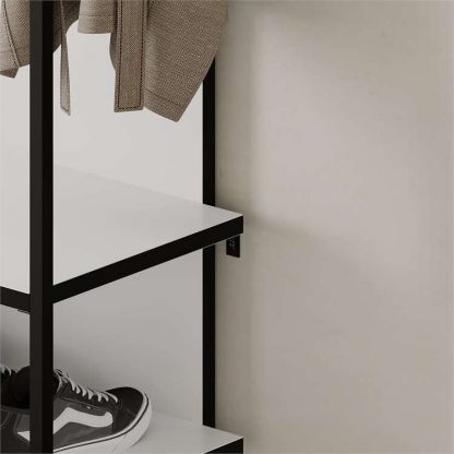 Decortie Modern Archy Hall Stand Coat Rack with Shoe Storage 180cm High White - Image 6