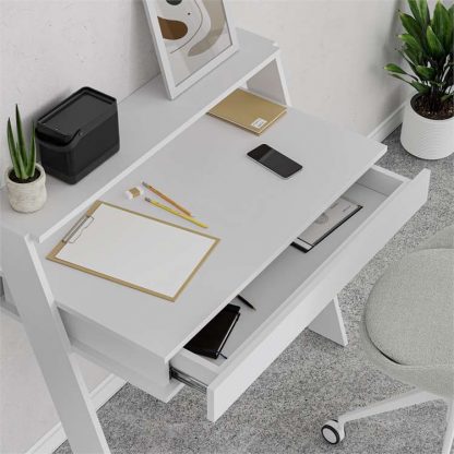 Decortie Cowork Modern Desk White Wall Mounted With Drawer 94cm Wide - Image 6