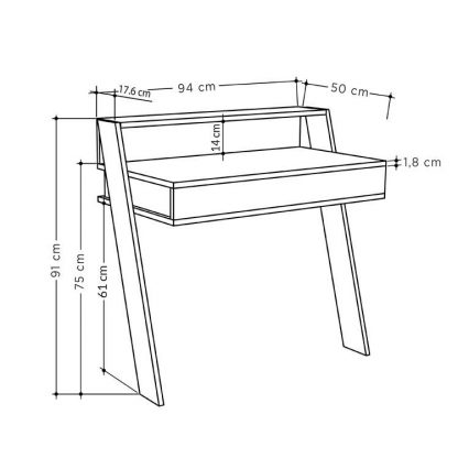 Decortie Cowork Modern Desk Oak Anthracite Grey Wall Mounted With Drawer 94cm Wide - Image 2