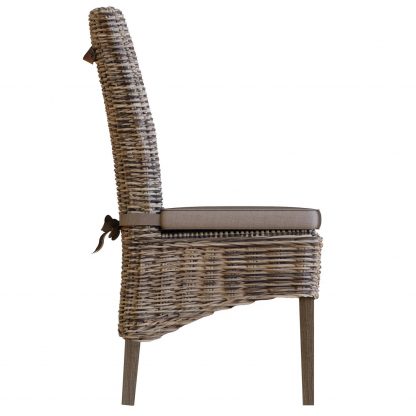 Maya Rattan Pair of Dining Chairs - Brown Legs - Image 3