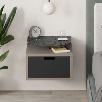 Decortie Modern Oslo Nightstand  Bedside Table with Drawer Grey