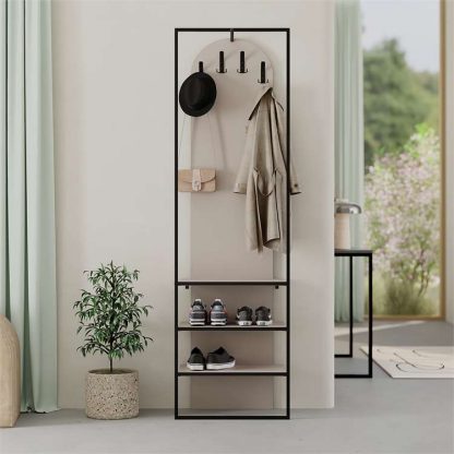 Decortie Modern Archy Hall Stand Coat Rack with Shoe Storage 180cm High Mocha Grey